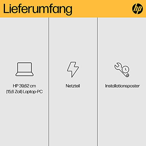 HP Laptop, 15,6 Zoll (39,6 cm) FHD IPS Display, AMD Ryzen 5 7520U, 16 GB RAM, 512 GB SSD, AMD Radeon-Grafik, Windows 11 Home, QWERTZ Tastatur, silber, mit HP Fast Charge