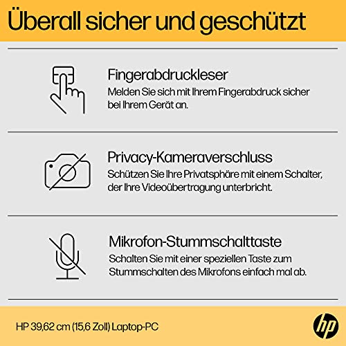 HP Laptop, 15,6 Zoll (39,6 cm) FHD IPS Display, AMD Ryzen 5 7520U, 16 GB RAM, 512 GB SSD, AMD Radeon-Grafik, Windows 11 Home, QWERTZ Tastatur, silber, mit HP Fast Charge