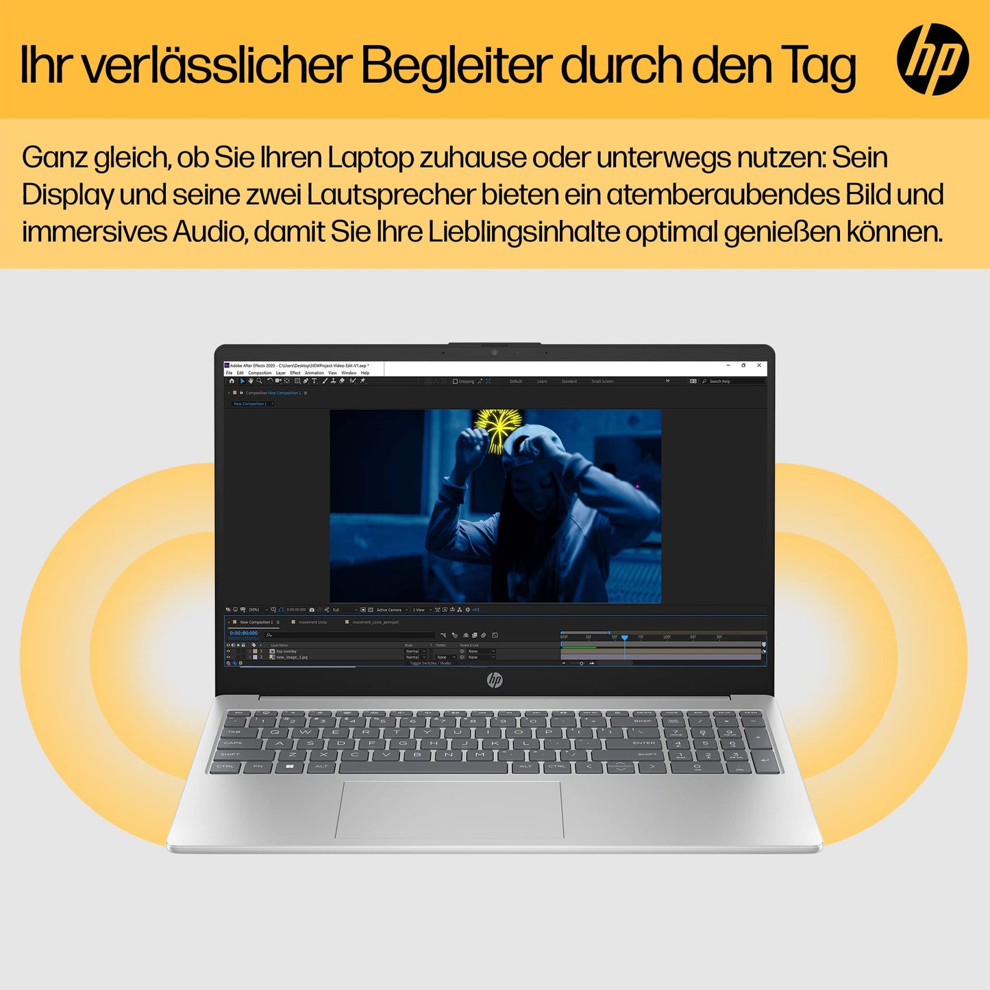 HP Laptop, 15,6 Zoll (39,6 cm) FHD IPS Display, AMD Ryzen 5 7520U, 16 GB RAM, 512 GB SSD, AMD Radeon-Grafik, Windows 11 Home, QWERTZ Tastatur, silber, mit HP Fast Charge
