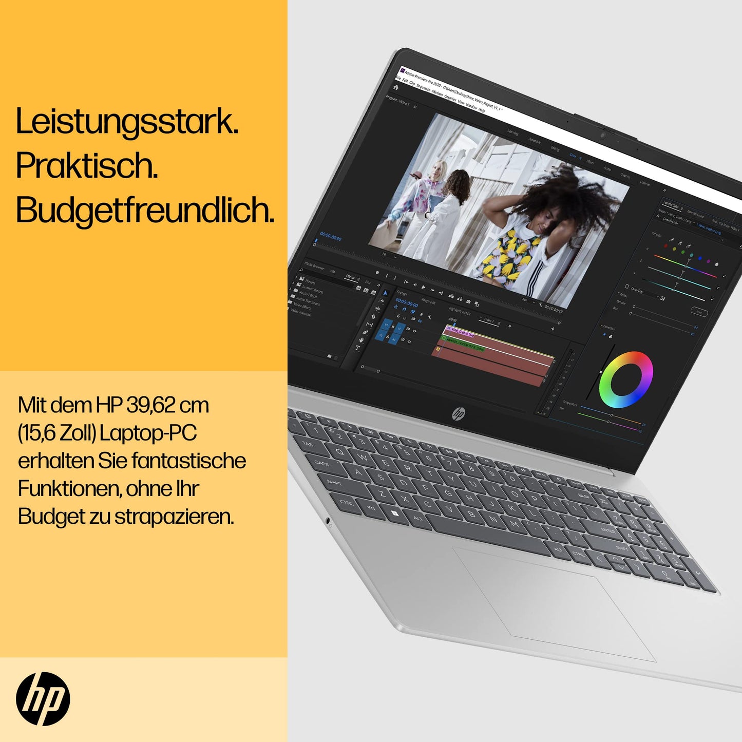 HP Laptop, 15,6 Zoll (39,6 cm) FHD IPS Display, AMD Ryzen 5 7520U, 16 GB RAM, 512 GB SSD, AMD Radeon-Grafik, Windows 11 Home, QWERTZ Tastatur, silber, mit HP Fast Charge