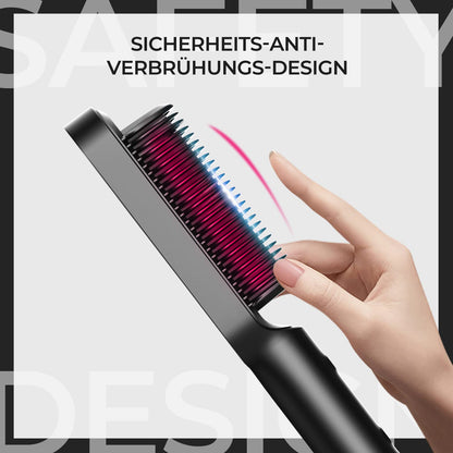 TYMO Glättbürste, Haarglättungsbürste, Glättungskamm mit Verbrühungsschutz, Schneller Keramikerwärmung, 5 Wärmestufen, Automatische Abschaltung, Frizz-Free, 360-Grad, TYMO RING