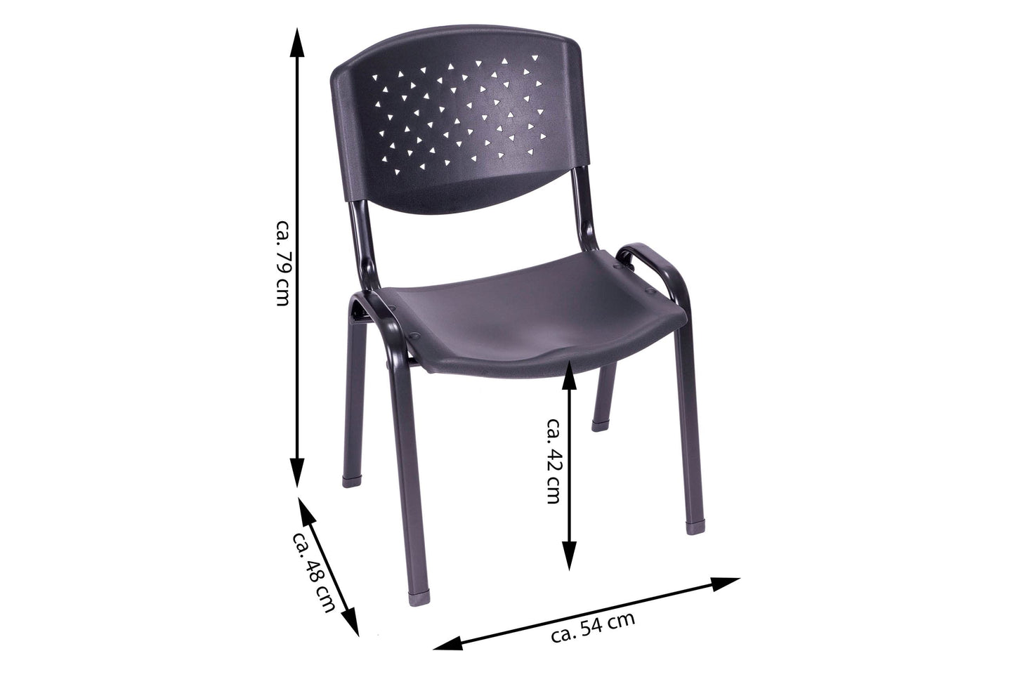 Nexos Trading Bürostuhl 8er Set Konferenzstuhl Besucherstuhl schwarz 48 x 54 x 79 cm Stapelstuhl Metallrahmen stabil Sitzfläche Kunststoff