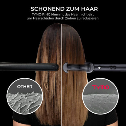 TYMO Glättbürste, Haarglättungsbürste, Glättungskamm mit Verbrühungsschutz, Schneller Keramikerwärmung, 5 Wärmestufen, Automatische Abschaltung, Frizz-Free, 360-Grad, TYMO RING