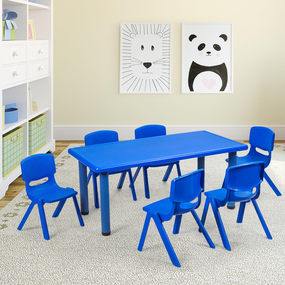 COSTWAY 6er Set Kinderstühle, stapelbare Stühle mit Rückenlehne, bis 80 kg belastbar, für Spielzimmer, Kindergarten, Zuhause oder draußen