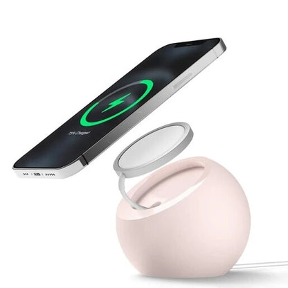 Magnetic Wireless Charger Stand Holder Mini Silicone Ball Shape Charging Dock Station Base